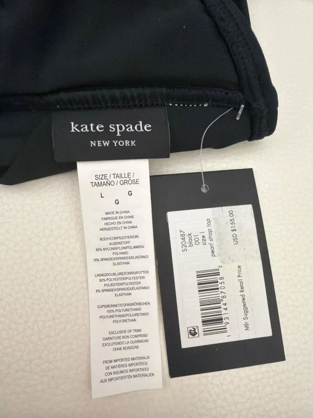 Kate Spade Women's Embellished Pearl Strap Bikini Top Size L